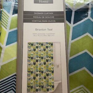 SIMONS Chevron Blue Green Fabric Shower Curtain